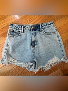 Princess Polly Light Blue Distressed High-Rise Denim Shorts